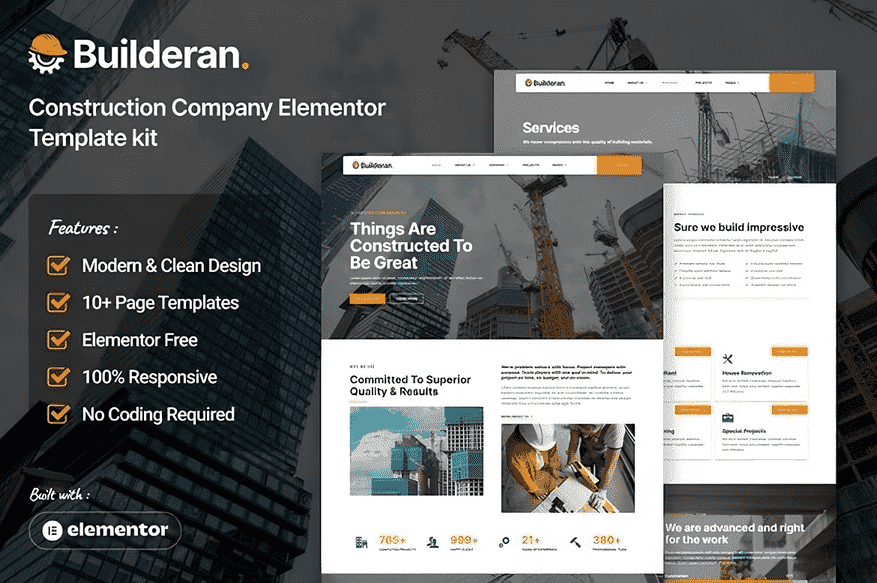 Builderan Construction Company Elementor Template kit