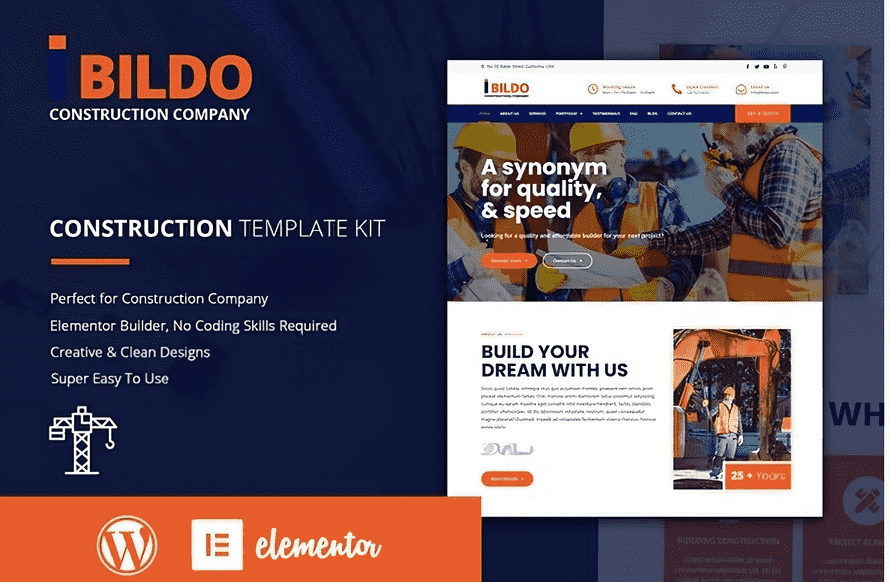 Bildo – Construction Elementor Template Kit
